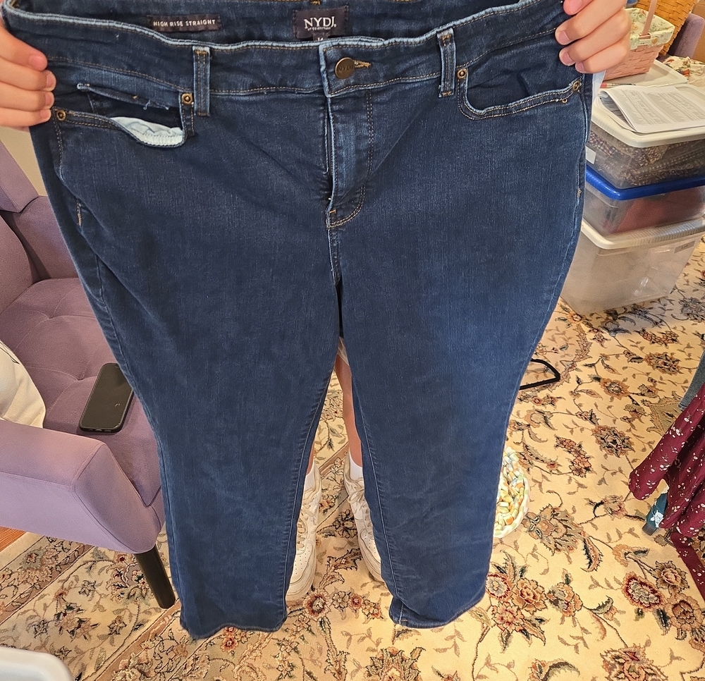 NYDJ Women's Straight Leg Jeans in Dark Blue Denim